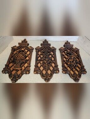 Coppercraft Guild Copper Wall Plaque Set 3 Fruit Flowers Vintage MCM Decor 13"